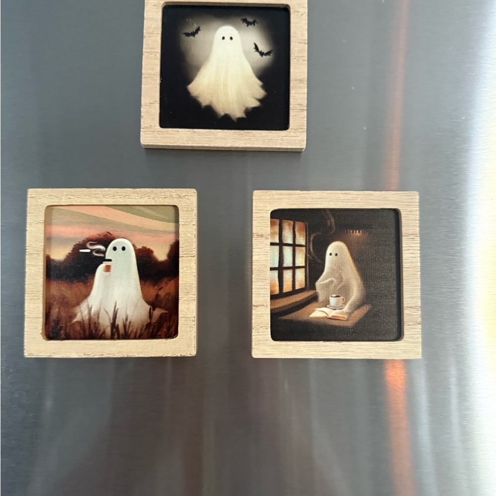 Target Wooden Ghost Magnets - Black, White, Brown